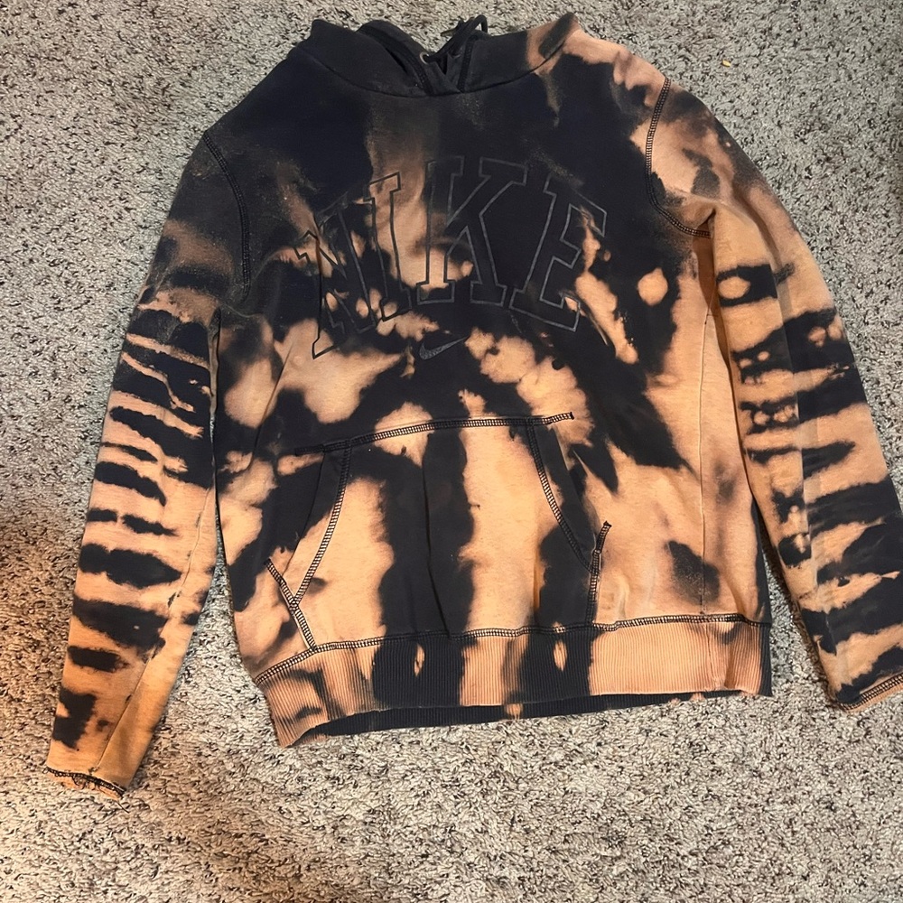 Nike Black and Orange Tie-Dye Sweater